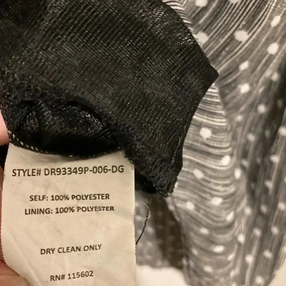 Lush Women’s Lined Mini Dress Grey Polka Dots 3/4 length sleeves Sz. Large - Picture 8 of 9